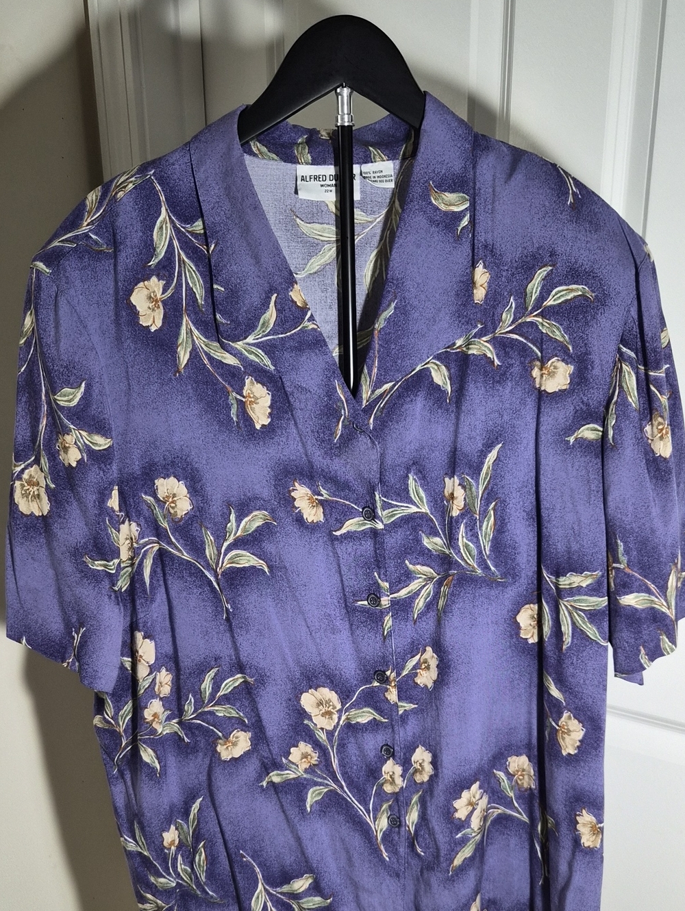 Alfred Dunner Purple Floral Button-Down Blouse